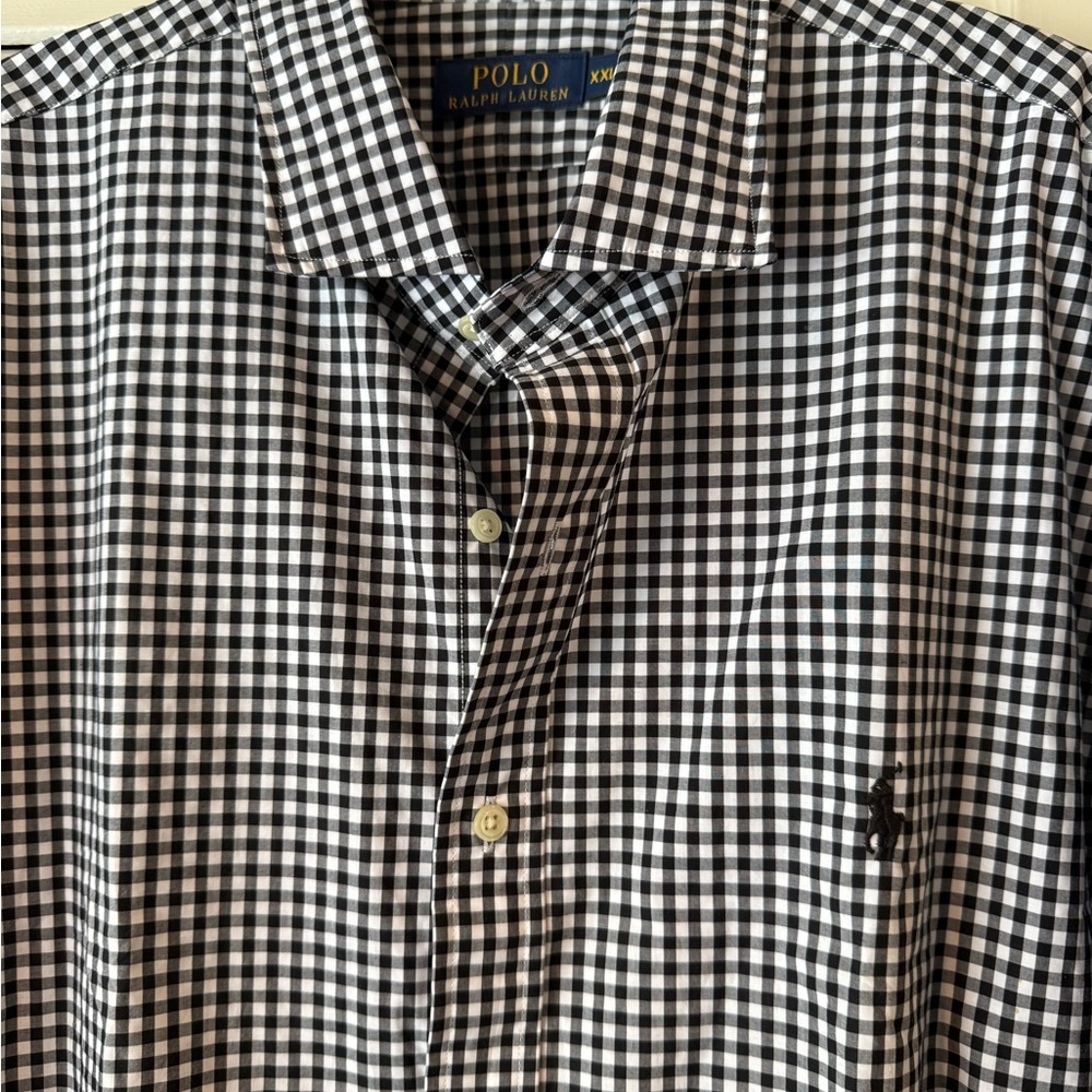 NWOT Polo Ralph Lauren Black and White Checker Button Down in XXL - Picture 2 of 8